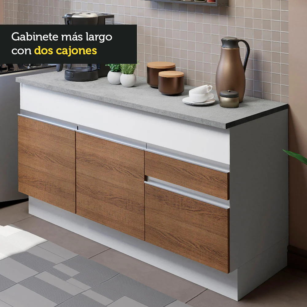 Combo de Cocina 150cm Glamy Madesa 01 Blanco/Marrón - Image 5