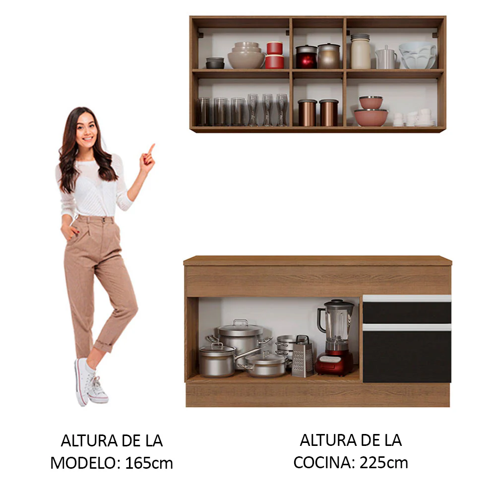 Combo de Cocina 150cm Glamy Madesa 01 Marrón/Negro - Image 4