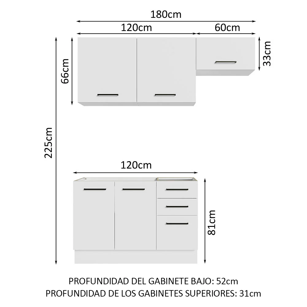 Combo de Cocina Compacta 180cm Agata Madesa 09 Blanco - Image 2