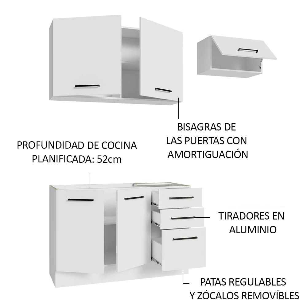 Combo de Cocina Compacta 180cm Agata Madesa 09 Blanco - Image 6