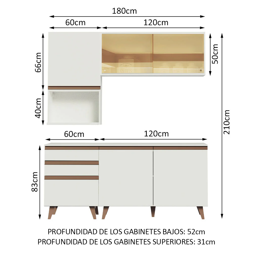 Combo de Cocina Compacta 180cm Reims Blanco 02 - Image 2