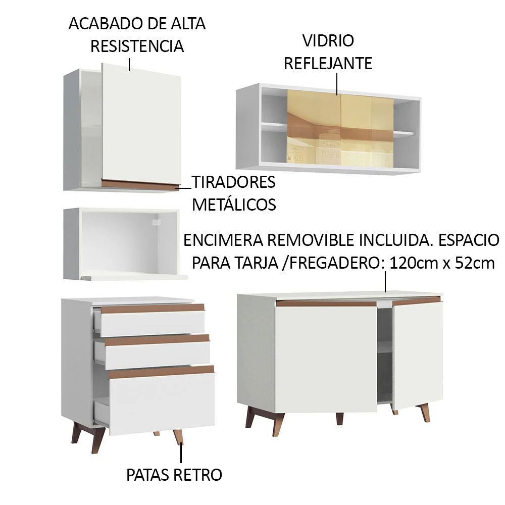 Combo de Cocina Compacta 180cm Reims Blanco 02 - Image 4
