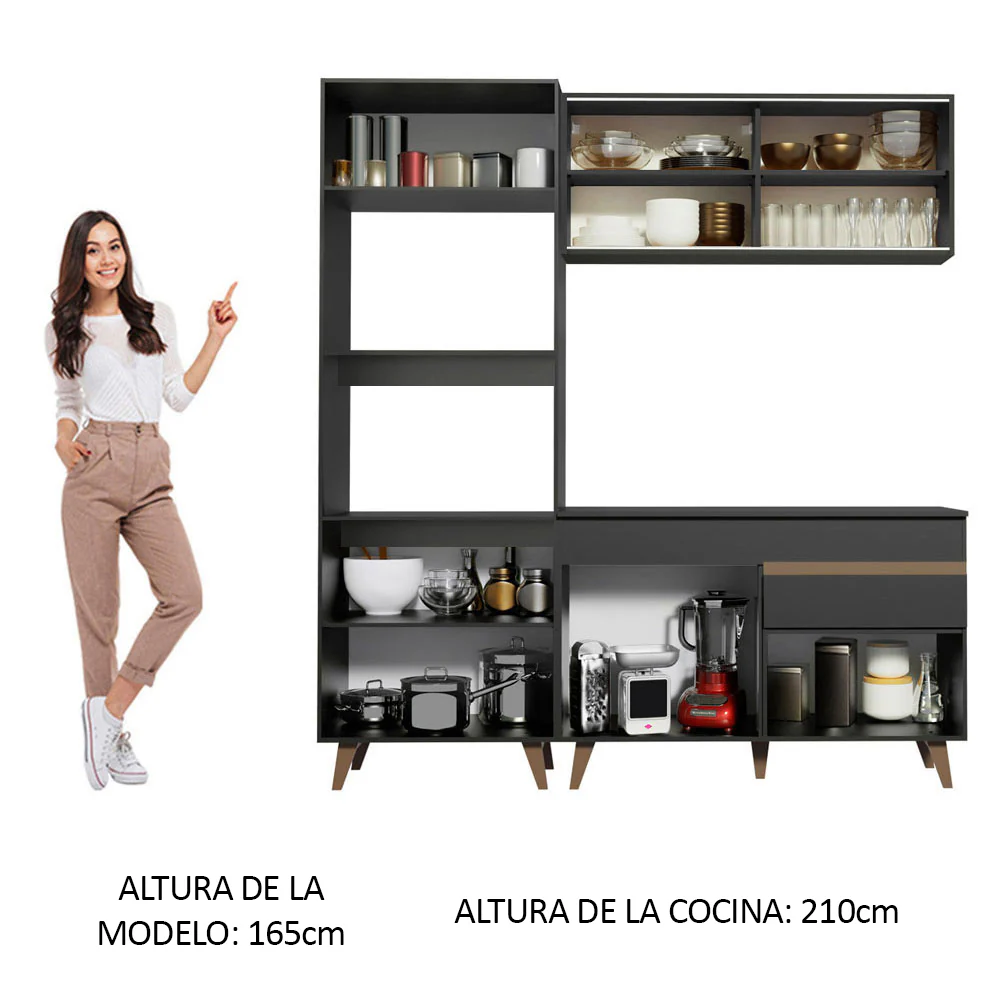 Combo de Cocina Compacta 190cm Reims Negro 02 - Image 5