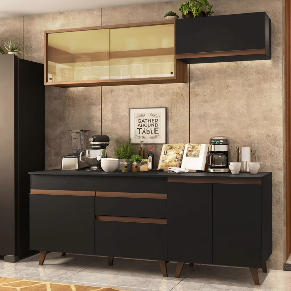 Combo de Cocina Compacta 190cm Reims Negro/Marrón 01