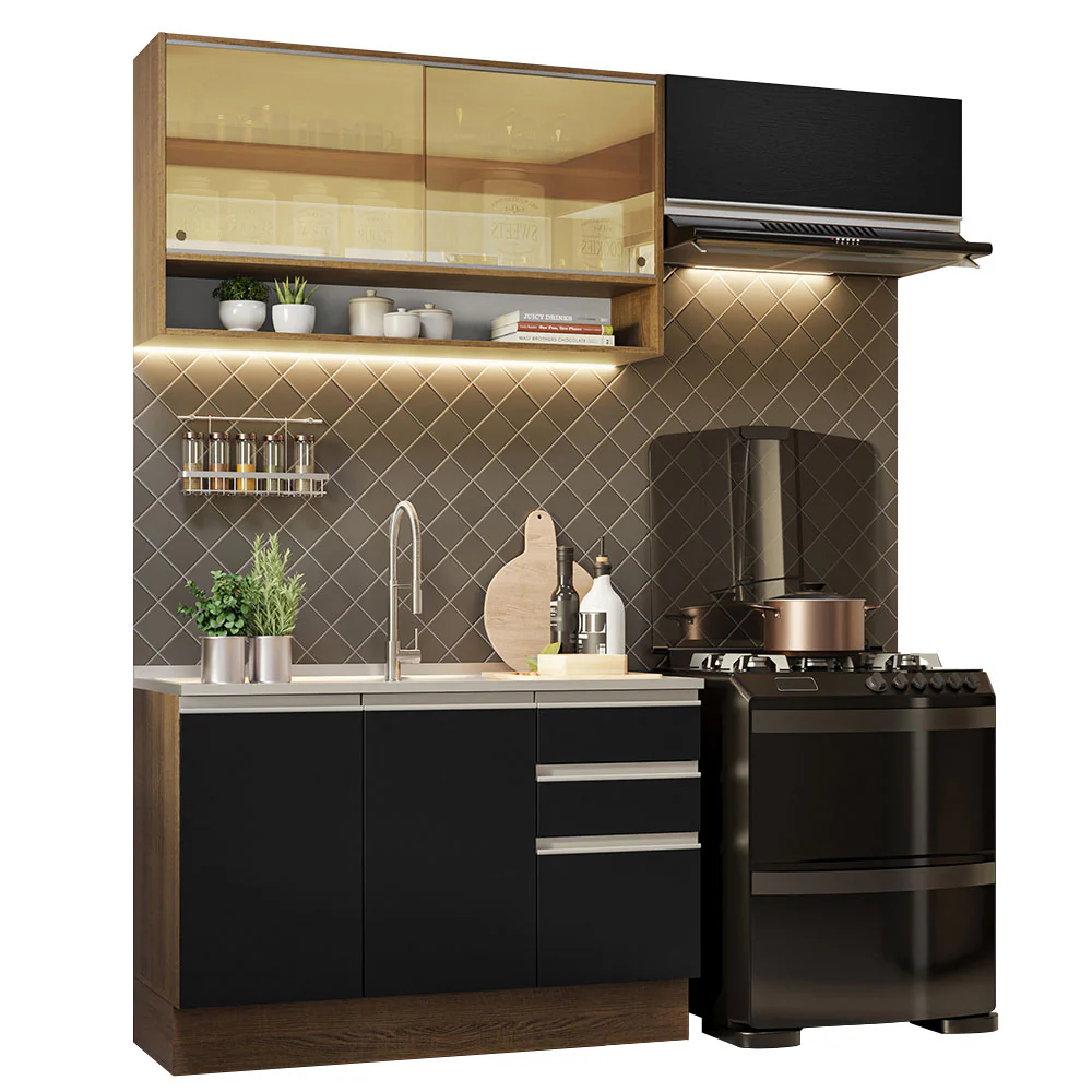 Combo de Cocina Madesa Glamy 200cm Marrón/Negro 08 - Image 3