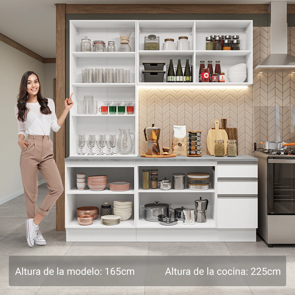 Combo de Cocina con Cristalero 190 cm Madesa Glamy BB 05 - Image 4