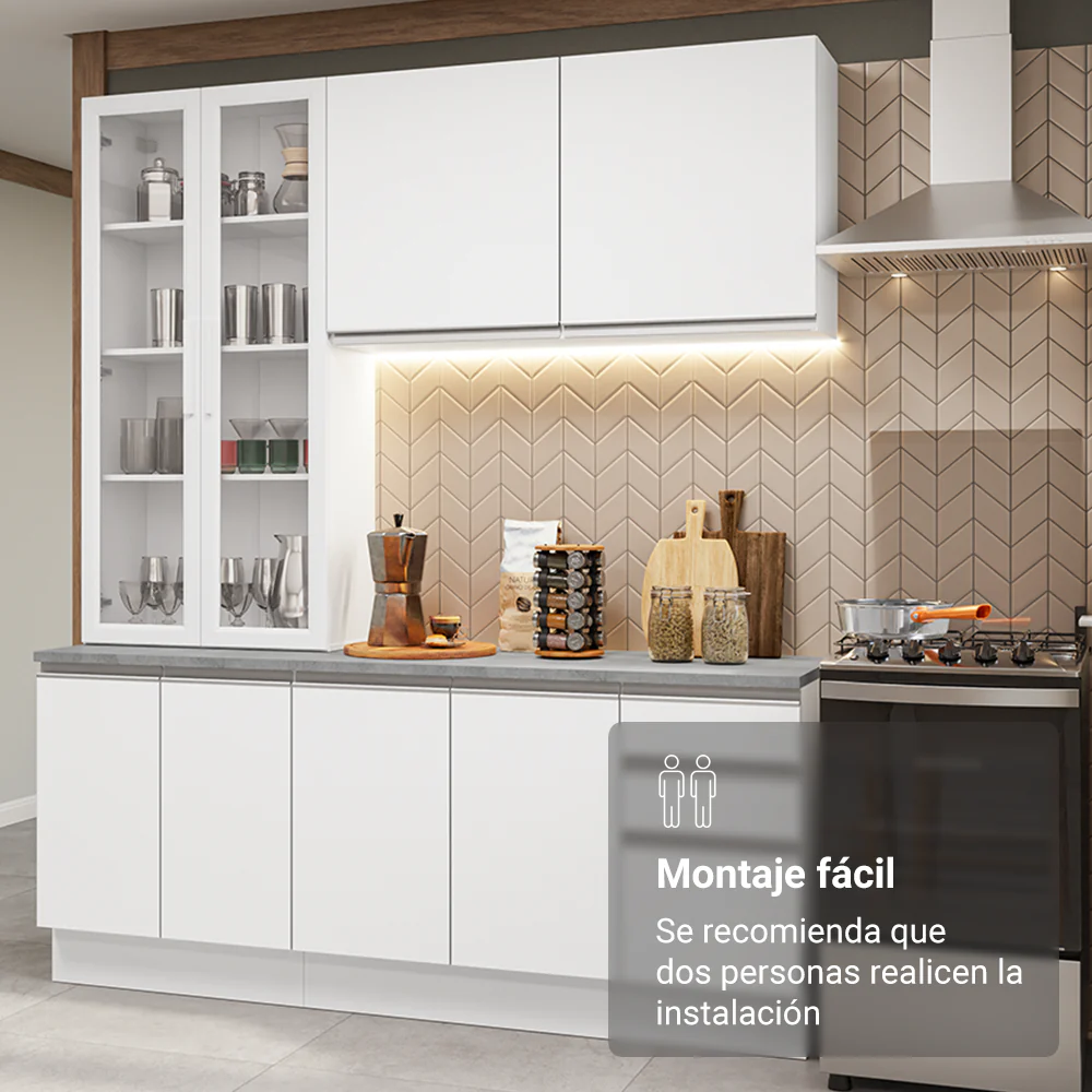 Combo de Cocina con Cristalero 190 cm Madesa Glamy BB 05 - Image 9
