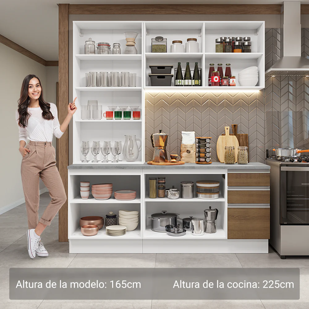 Combo de Cocina con Cristalero 190 cm Madesa Glamy BM 05 - Image 4
