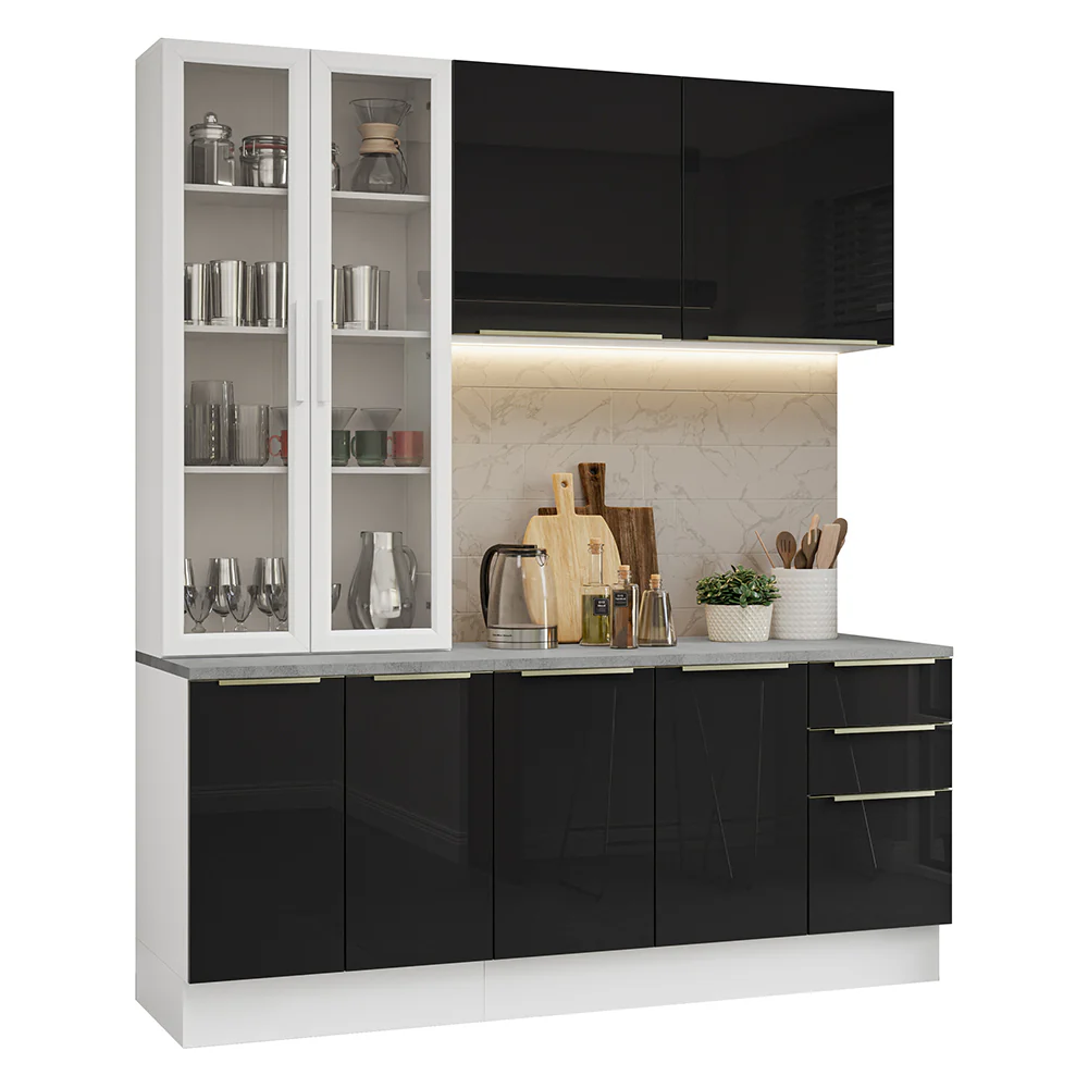 Combo de Cocina con Cristalero 190 cm Madesa Lux BN 02 - Image 3