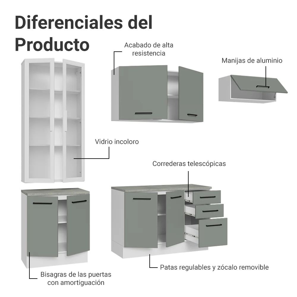 Combo completo de Cocina con Cristalero 270 cm Madesa Agata BG 11 - Image 4