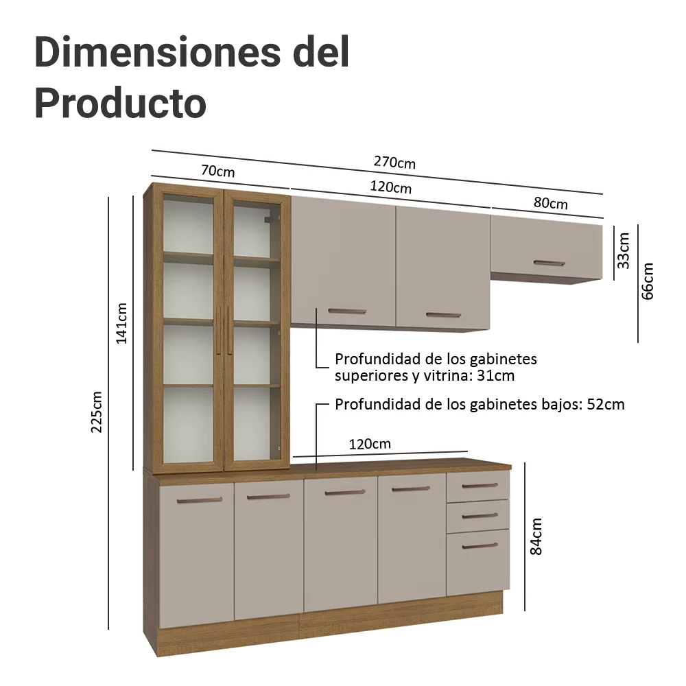Combo completo de Cocina con Cristalero 270 cm Madesa Agata MN - Image 2