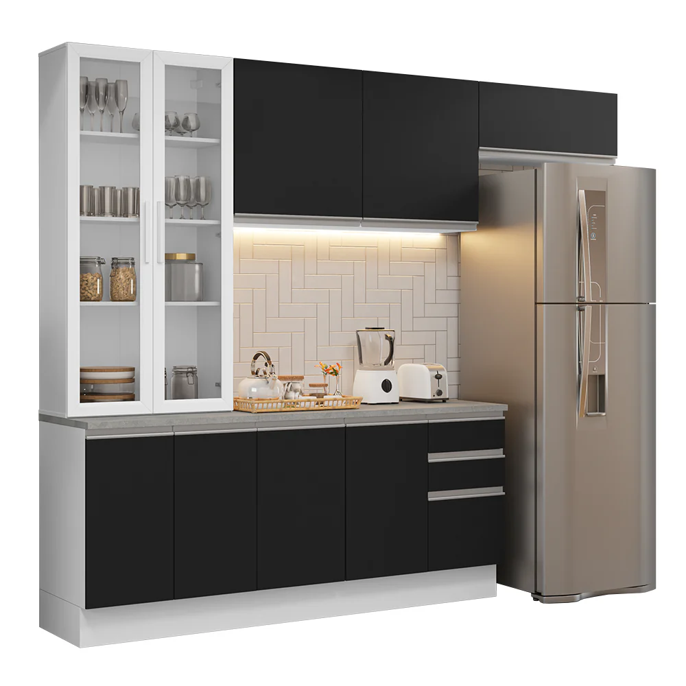 Combo completo de Cocina con Cristalero 270 cm Madesa Glamy BN 16 - Image 3