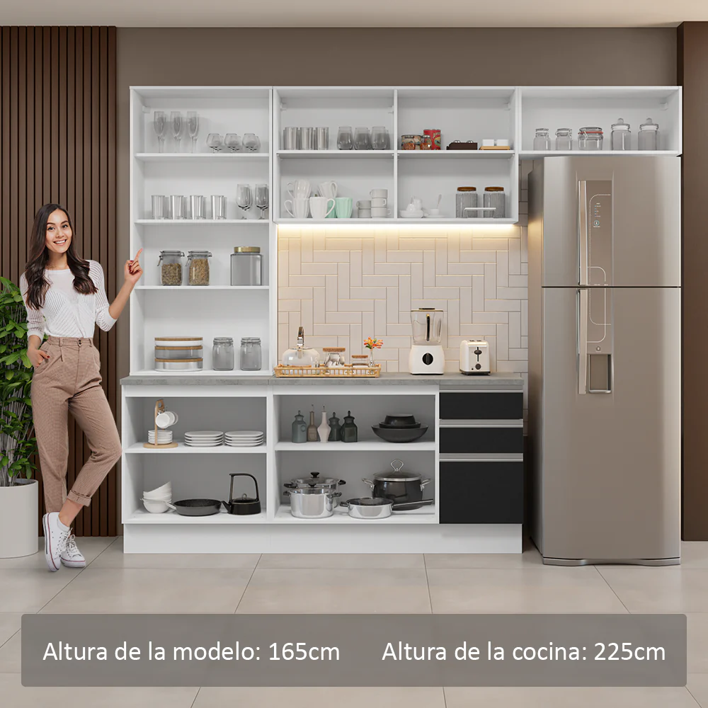 Combo completo de Cocina con Cristalero 270 cm Madesa Glamy BN 16 - Image 5