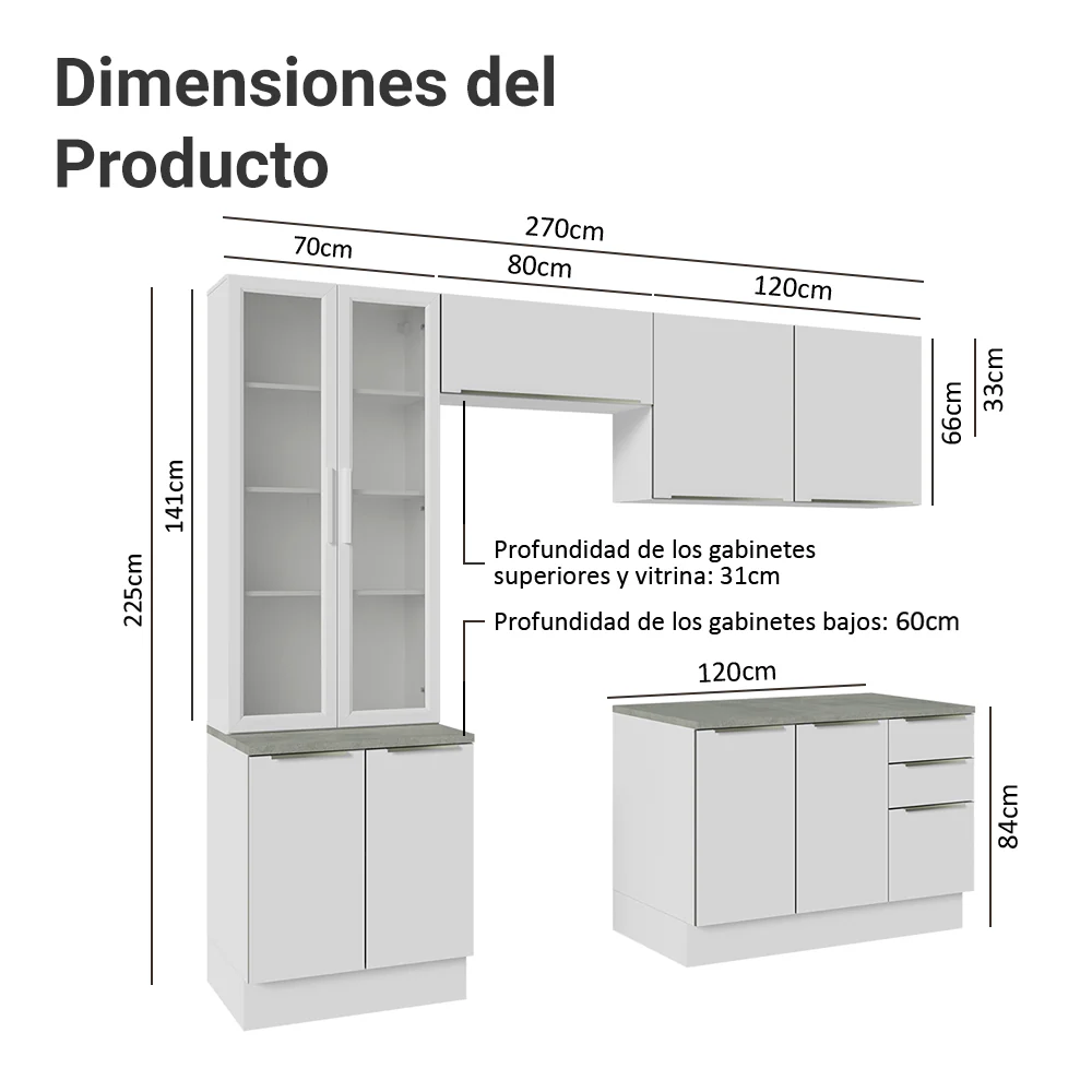 Combo completo de Cocina con Cristalero 270 cm Madesa Lux BB 04 - Image 2
