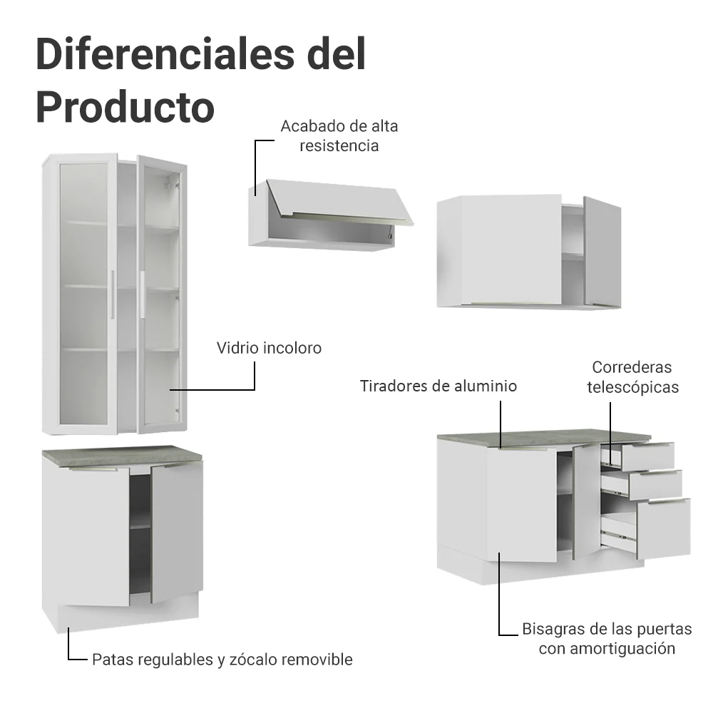 Combo completo de Cocina con Cristalero 270 cm Madesa Lux BB 04 - Image 4