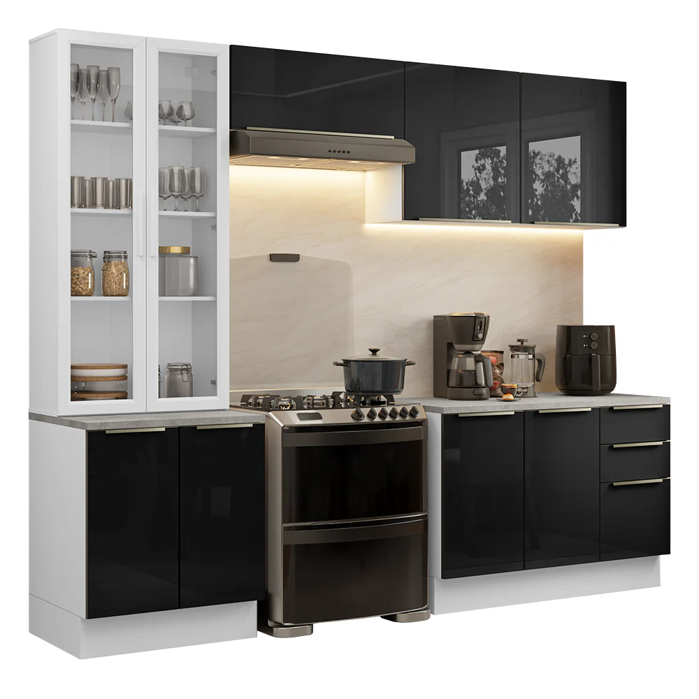 Combo completo de Cocina con Cristalero 270 cm Madesa Lux BN 04 - Image 3