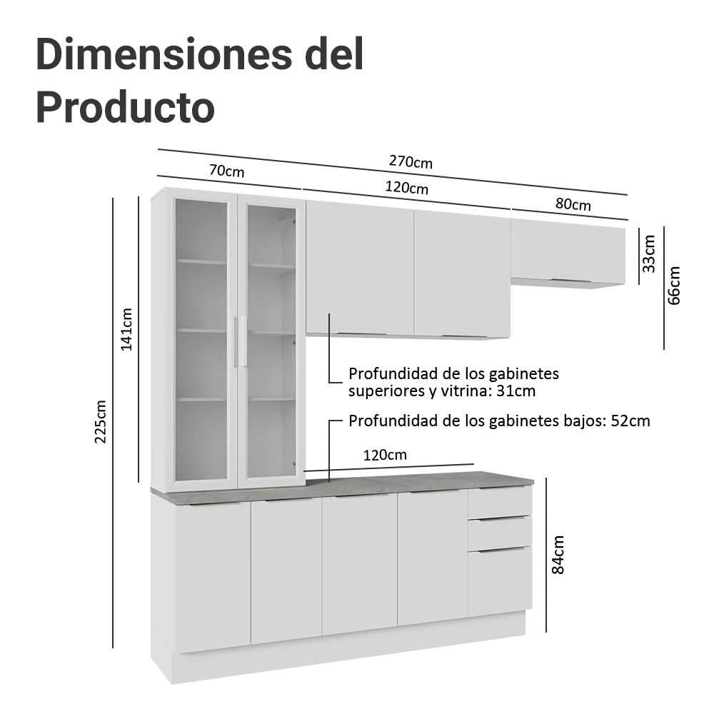 Combo completo de Cocina con Cristalero 270 cm Madesa Stella BB 11 - Image 2