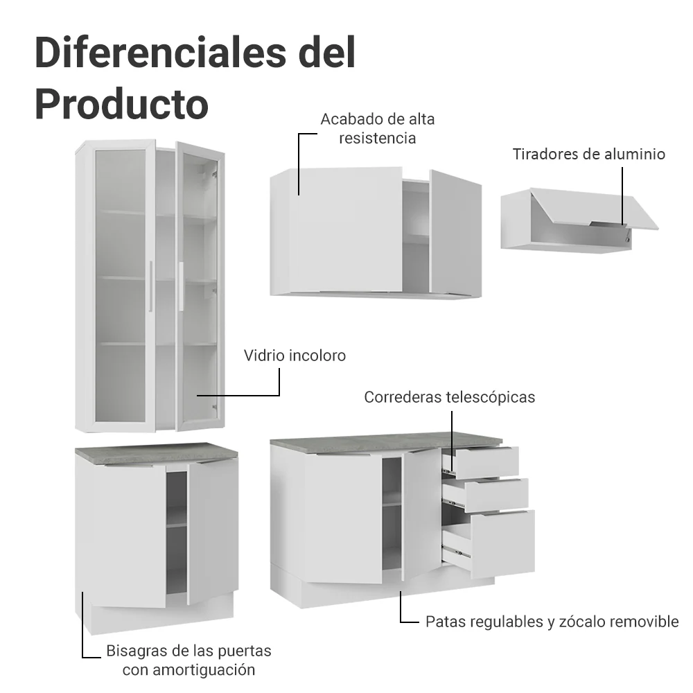 Combo completo de Cocina con Cristalero 270 cm Madesa Stella BB 11 - Image 4