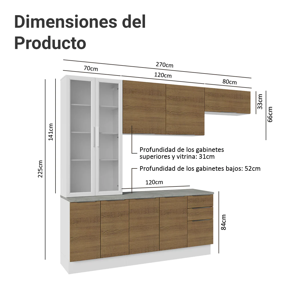 Combo completo de Cocina con Cristalero 270 cm Madesa Stella BM 01 - Image 2