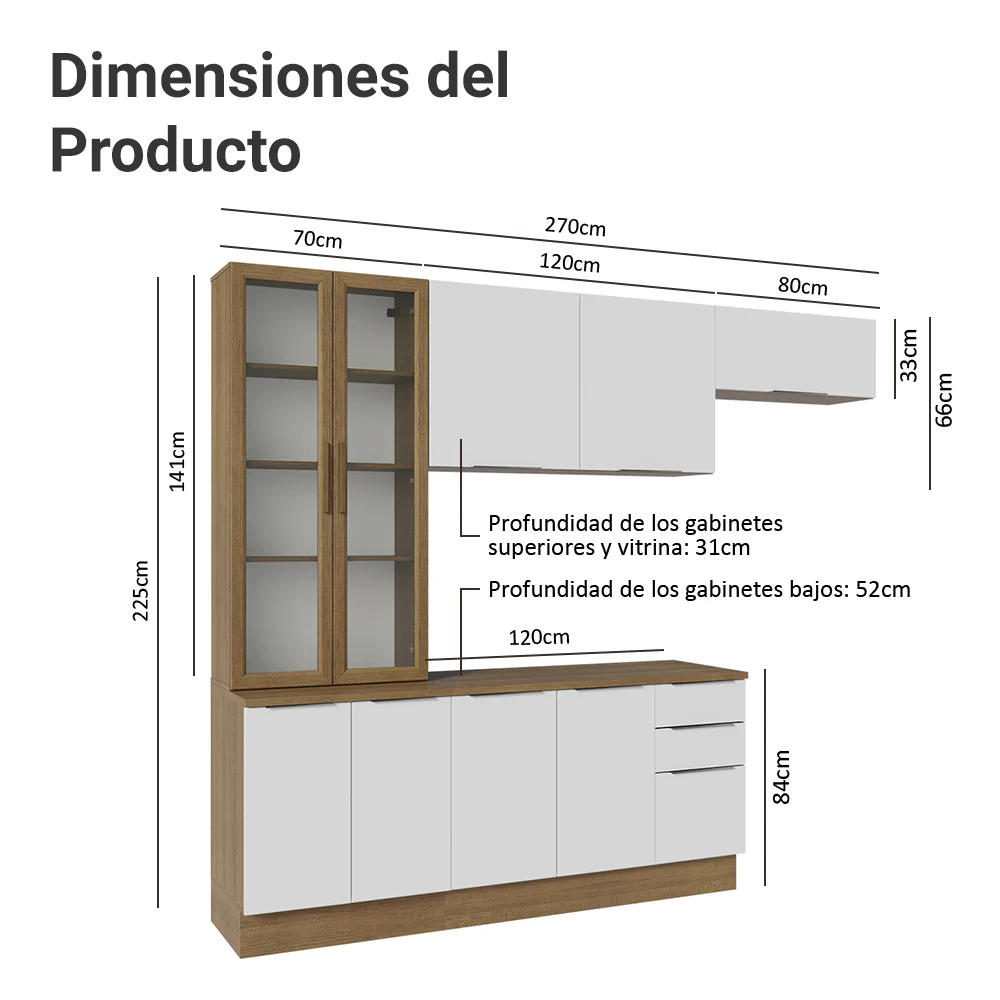 Combo completo de Cocina con Cristalero 270 cm Madesa Stella MB 11 - Image 2