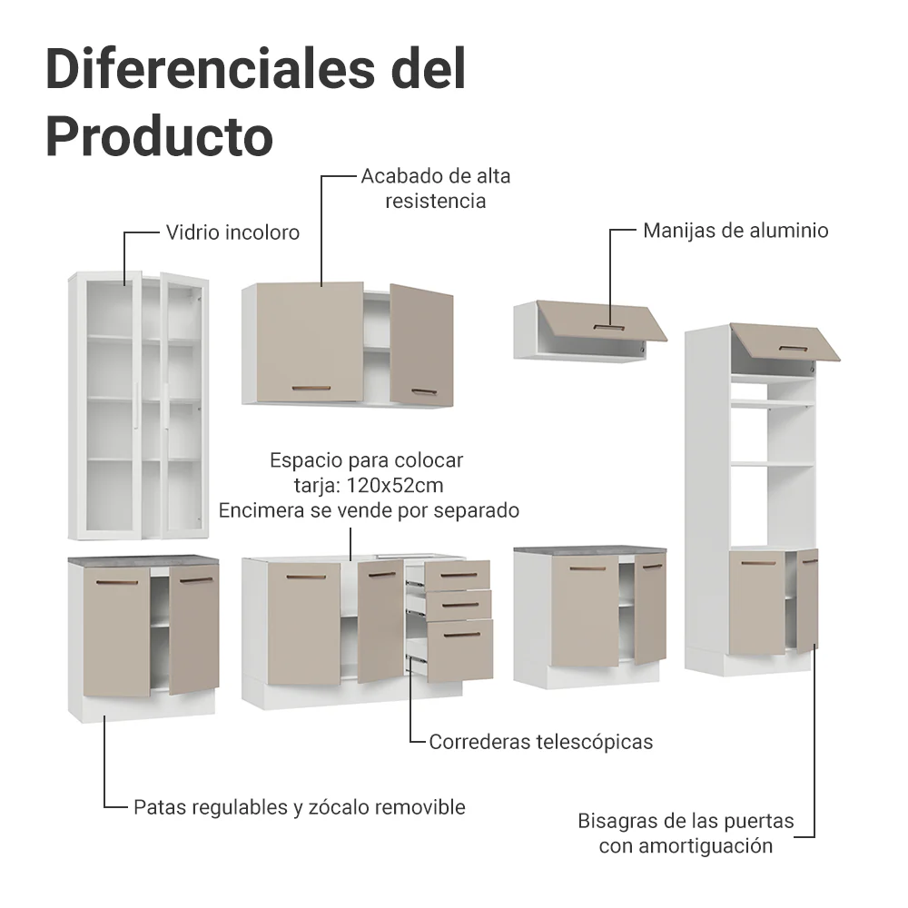 Combo completo de Cocina con Cristalero 340 cm Madesa Agata BC 01 - Image 4