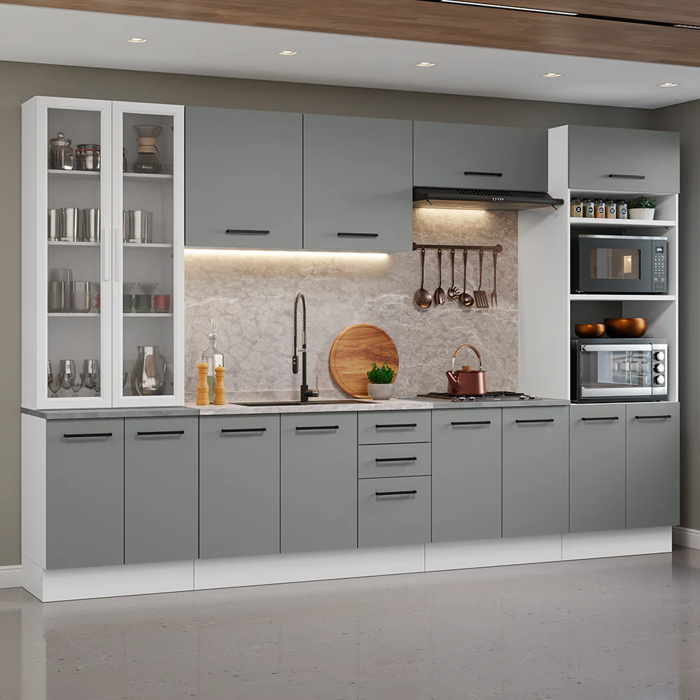 Combo completo de Cocina con Cristalero 340 cm Madesa Agata BG 01