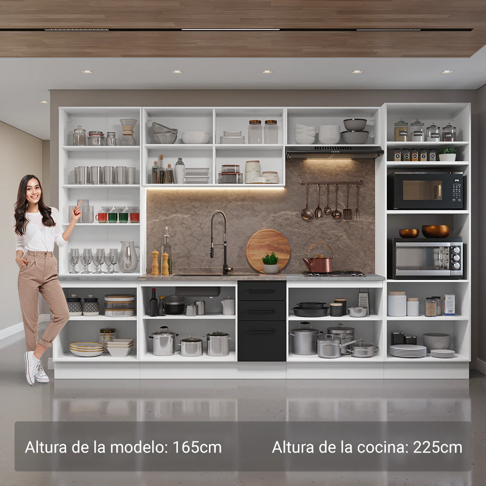Combo completo de Cocina con Cristalero 340 cm Madesa Agata BN 01 - Image 3