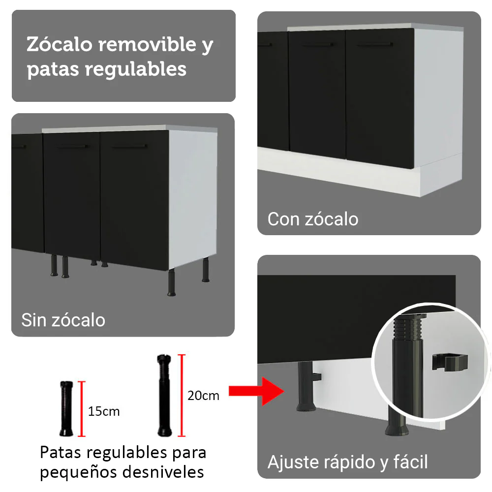 Combo completo de Cocina con Cristalero 340 cm Madesa Agata BN 01 - Image 8