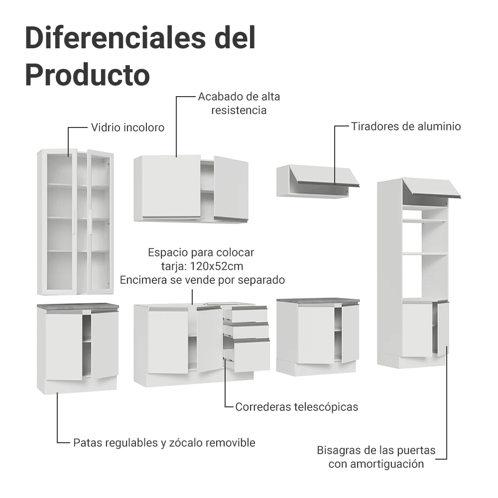 Combo completo de Cocina con Cristalero 340 cm Madesa Glamy BB 01 - Image 4