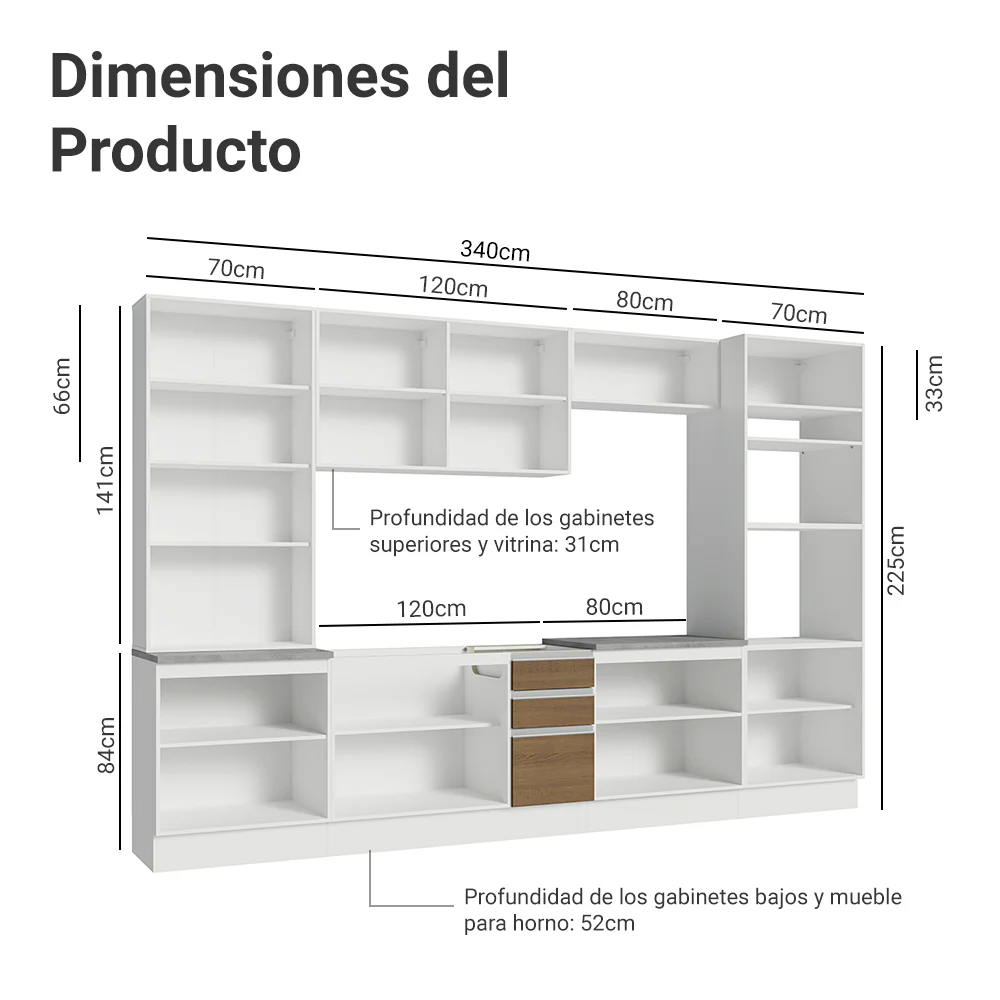 Combo completo de Cocina con Cristalero 340 cm Madesa Glamy BM 01 - Image 2