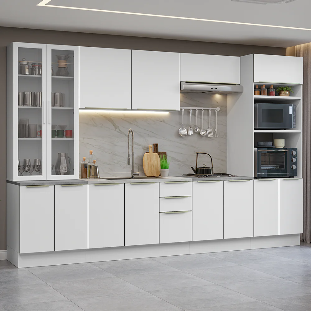 Combo completo de Cocina con Cristalero 340 cm Madesa Lux BB 02