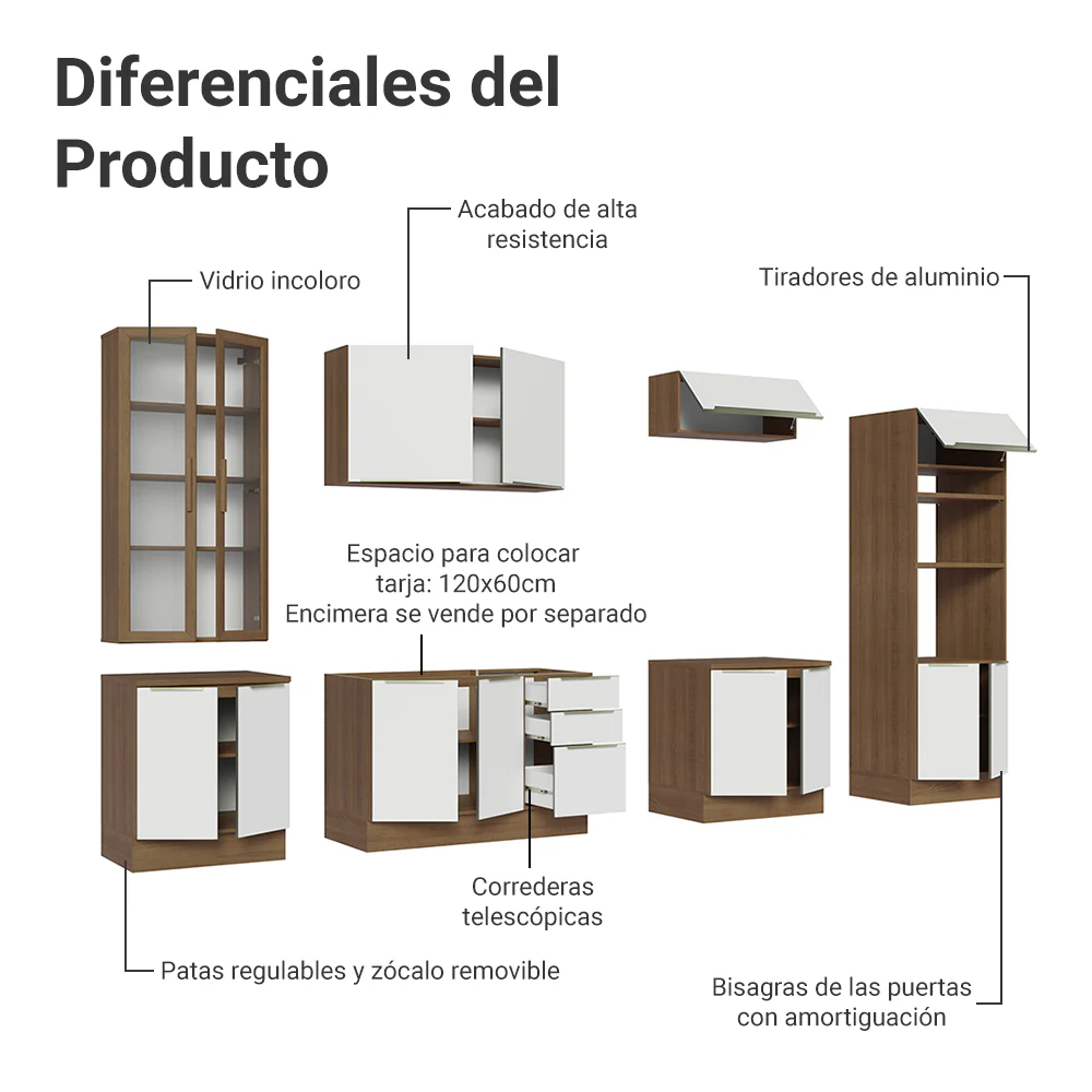 Combo completo de Cocina con Cristalero 340 cm Madesa Lux MB 02 - Image 4