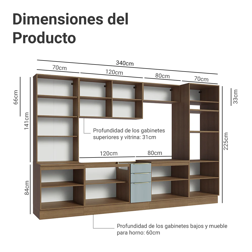 Combo completo de Cocina con Cristalero 340 cm Madesa Lux MG 02 - Image 2