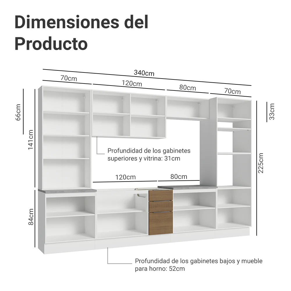 Combo completo de Cocina con Cristalero 340 cm Madesa Stella BM 01 - Image 2