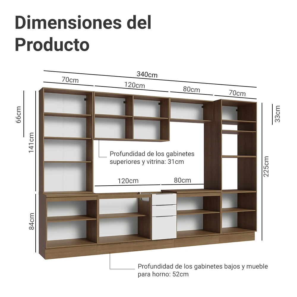 Combo completo de Cocina con Cristalero 340 cm Madesa Stella MB 01 - Image 2