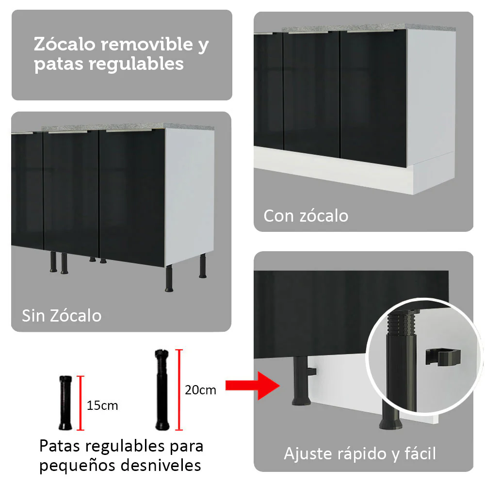 Combo completo de Cocina Esquinera con Cristalero 566 cm Madesa Lux BG 01 - Image 10