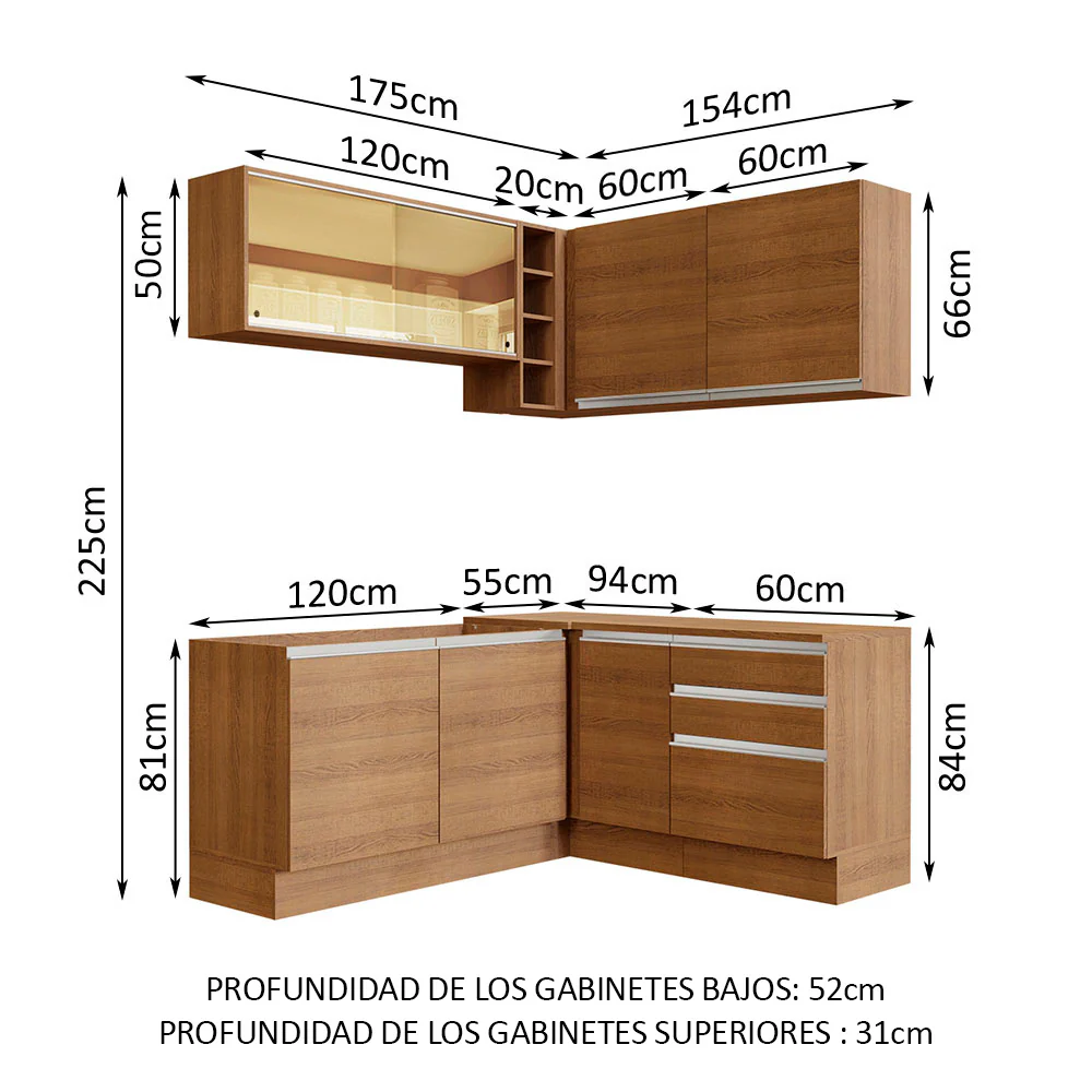 Combo completo de Cocina Esquinera 329cm Glamy Madesa 02 - Image 3