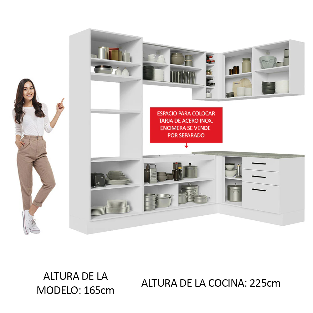 Combo completo de Cocina Esquinera 399cm Agata Madesa 01 Blanco - Image 4