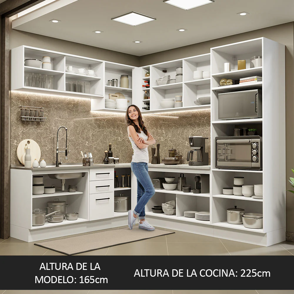 Combo completo de Cocina Esquinera 459cm Agata Madesa 01 Blanco - Image 4