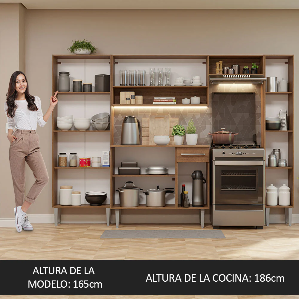 Combo completo de Cocina Emilly Hit 261cm Marrón/Blanco - Image 5