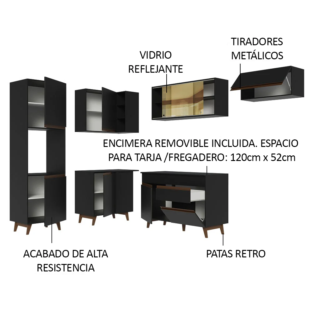 Combo completo de Cocina Esquinera 392cm Negro Reims 03 - Image 6