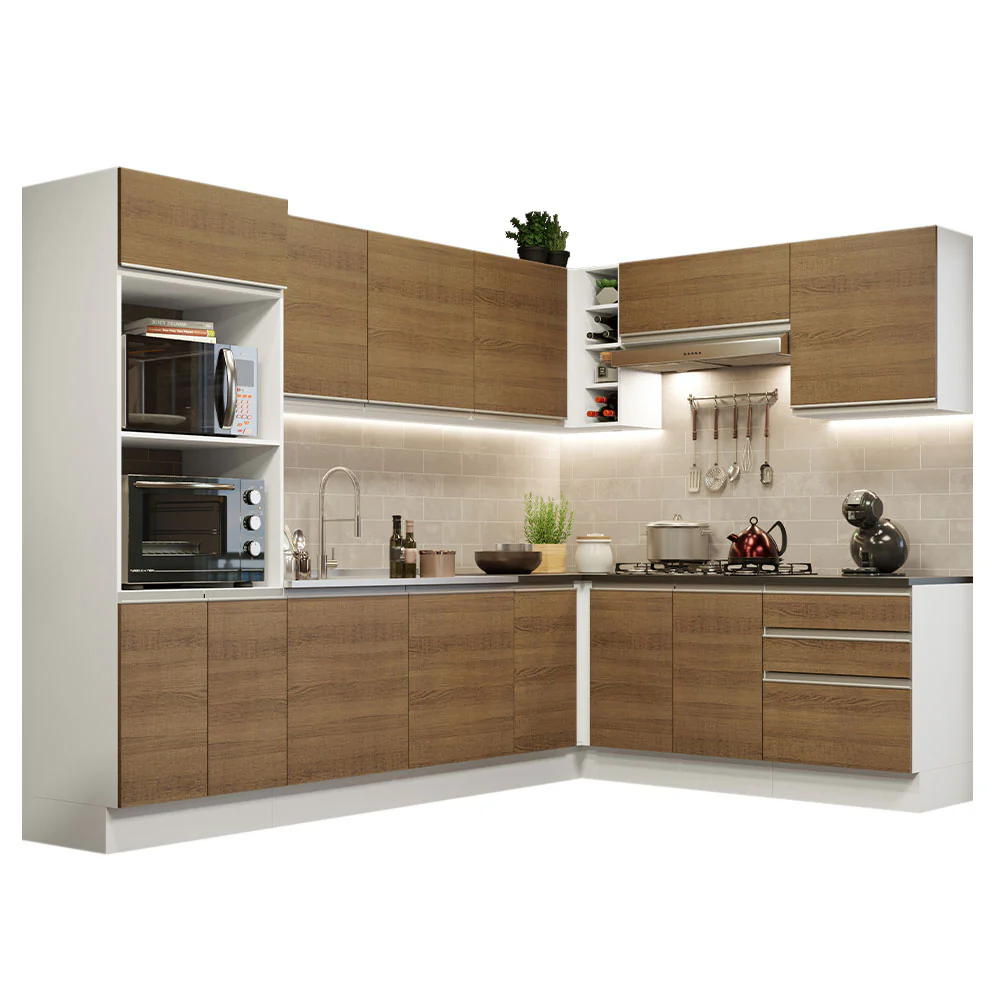 Combo Completo de Cocina Esquinera 100% MDF 479 cm Blanco/Marrón Acordes Madesa 03 - Image 3