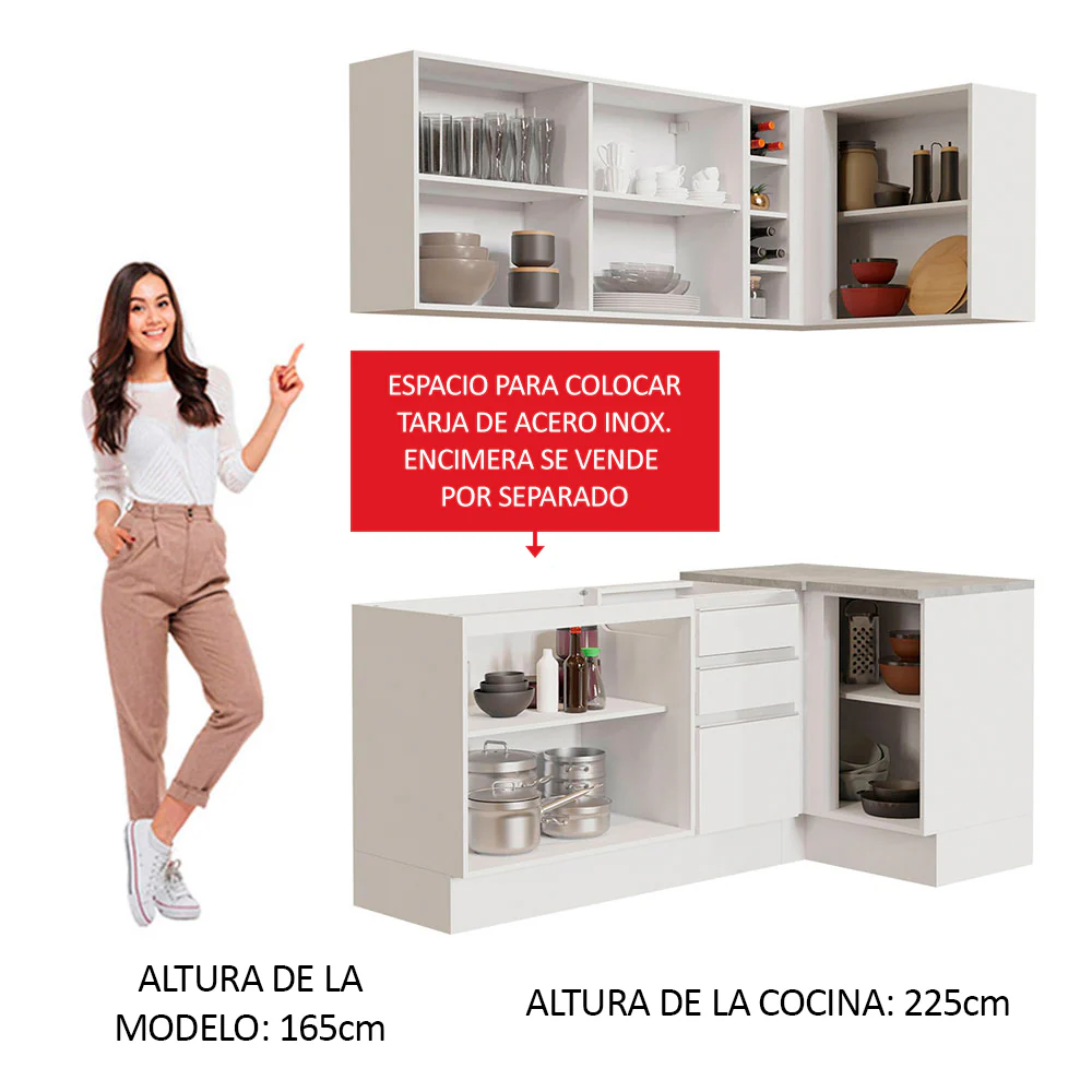 Combo completo de Cocina Esquinera 269cm Glamy Madesa 01 - Image 5