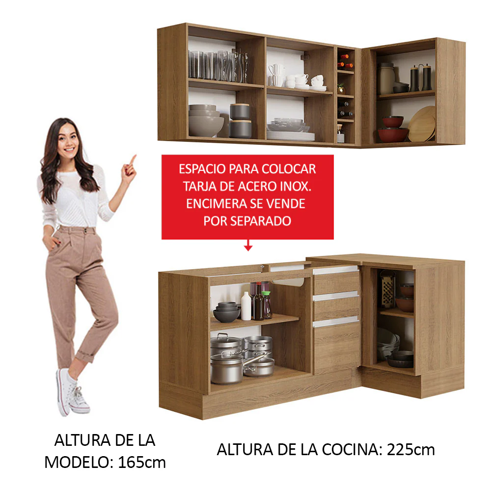 Combo completo de Cocina Esquinera 269cm Marrón Glamy Madesa 01 - Image 5