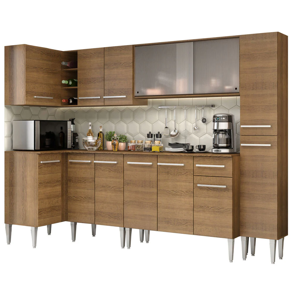 Combo completo de Cocina Esquinera 325cm Emilly Space Madesa 03 - Marrón - Image 3