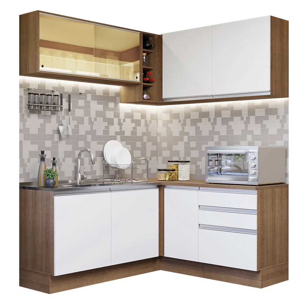 Combo completo de Cocina Esquinera 329cm Glamy Madesa 02 Marrón/Blanco - Image 2