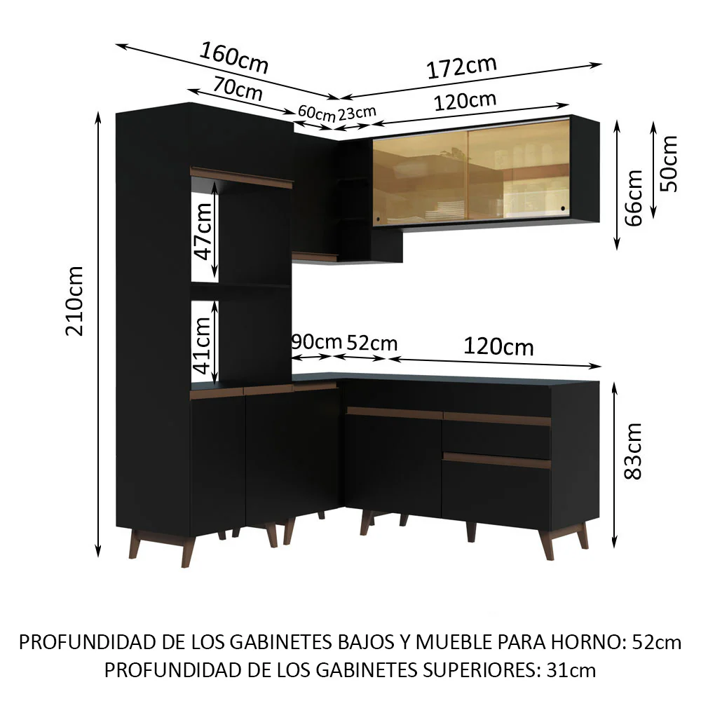 Combo completo de Cocina Esquinera 332cm Negro Reims 01 - Image 2