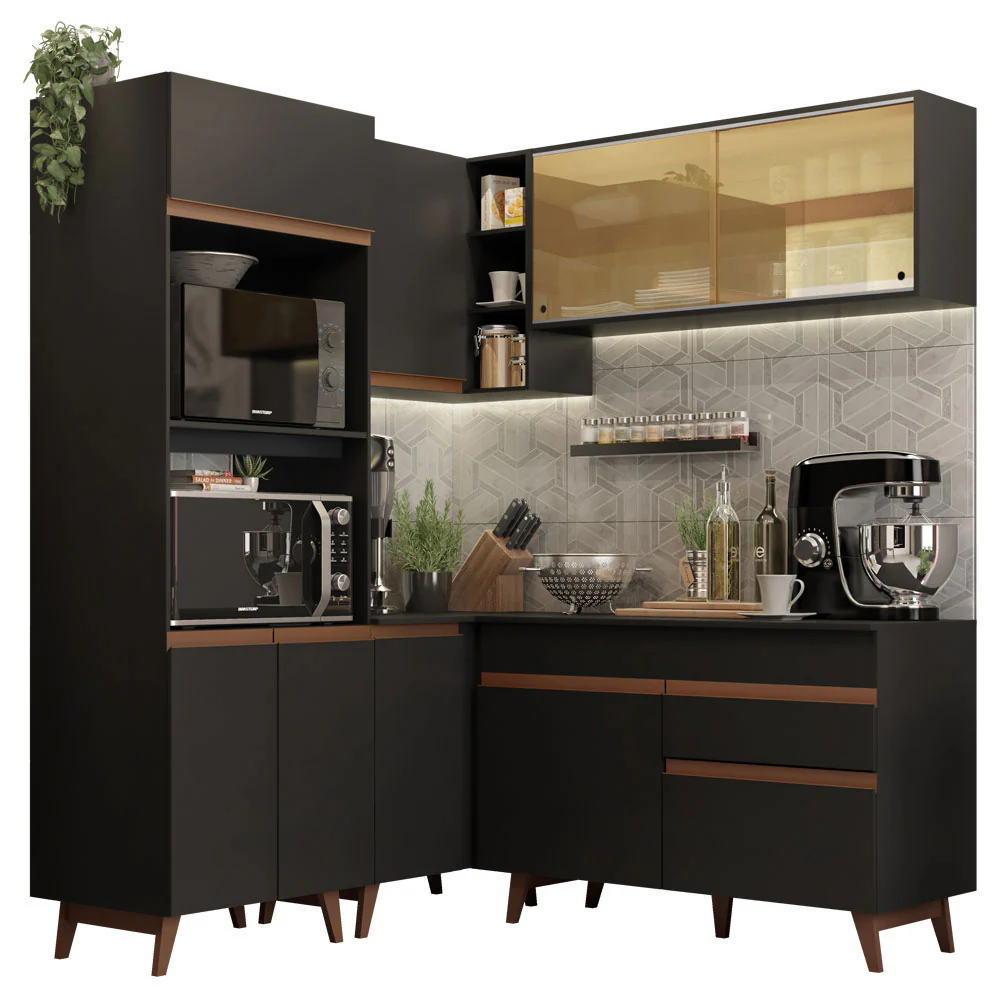 Combo completo de Cocina Esquinera 332cm Negro Reims 01 - Image 3