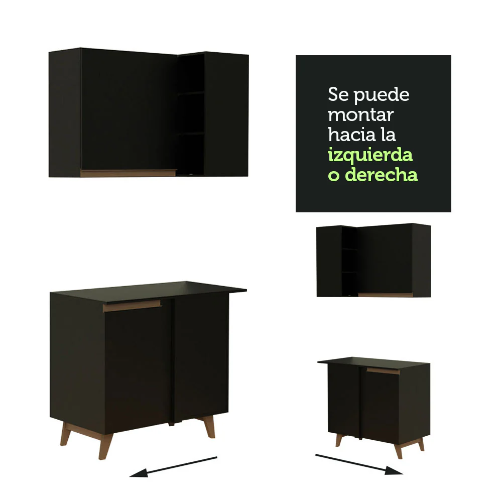 Combo completo de Cocina Esquinera 332cm Negro Reims 03 - Image 5
