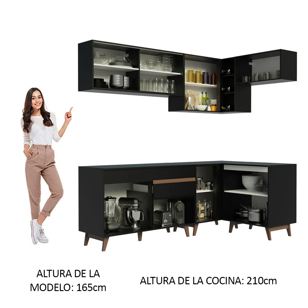 Combo completo de Cocina Esquinera 332cm Reims Negro 02 - Image 7
